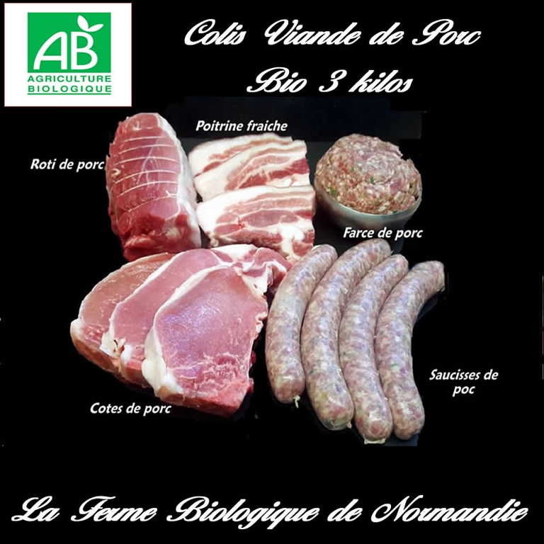 Colis de porc fermier bio 3 kilos