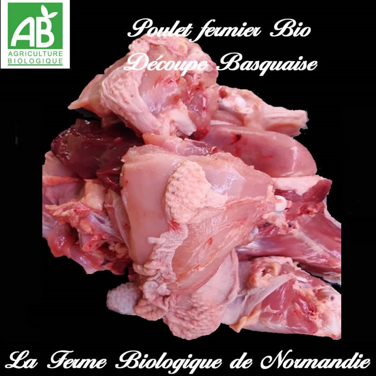 Poulet bio découpe basquaise avec carcasse