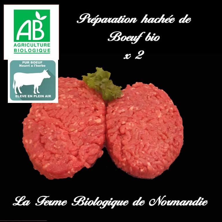 Préparation hachée boeuf bio 2 steaks 250g